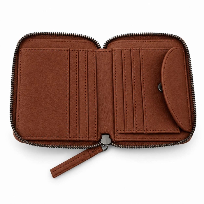 Preview: MIDI ZIP WALLET COGNAC